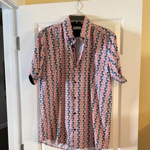Men's Geometric Patterned Button Down Shirt